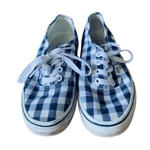Vans Authentic Gingham Check Canvas Sneakers Women Size 5.5 Black White